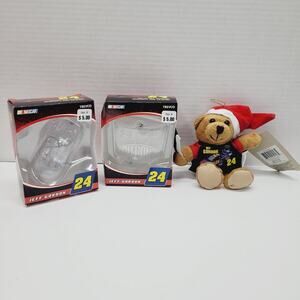 Vintage # 24 Jeff Gordon Christmas Ornaments Car Hood Bear Lot of 3 NASCAR